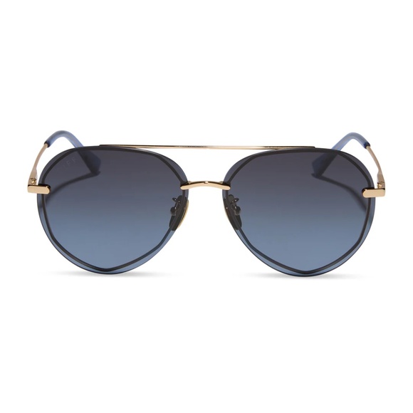 DIFF Lenox Aviator Sunglasses in Gold Blue Gradient - Picture 3 of 11